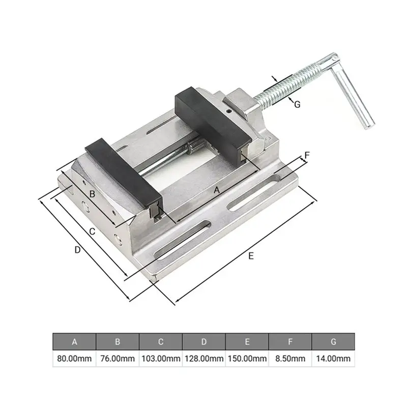【Big deal】3 Inch Parallel Jaw Drill Press Vise Aluminum Alloy Double Track Clamping Milling Machine Worktable Adjustable Vice
