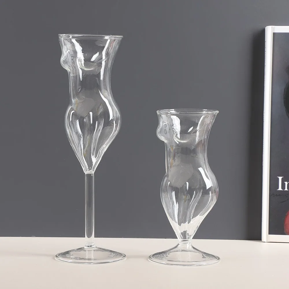Unique Transparent Female Body Cocktail Glass Heat/Cold Resistant Art Style Bar Wine Goblet Visible Wine Cup Cold Drink