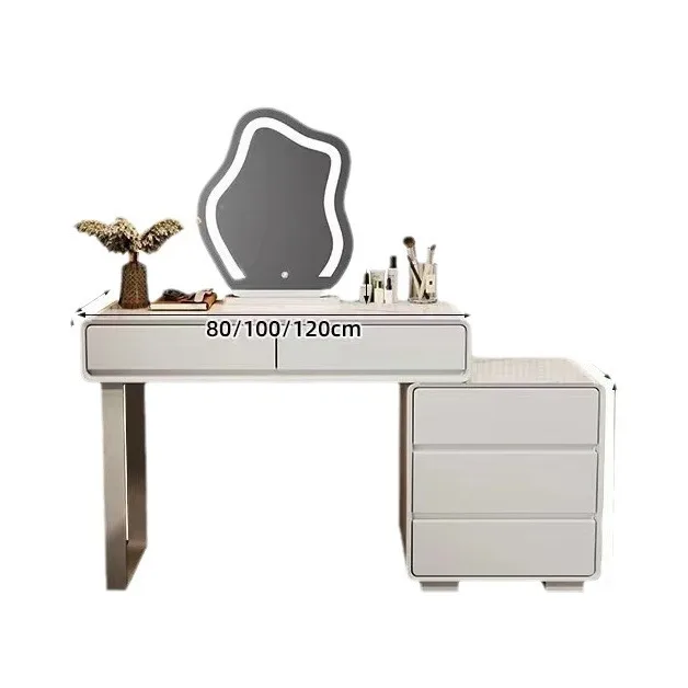 

Light luxury rock slab solid wood makeup table, bedroom dresser and chest integrated