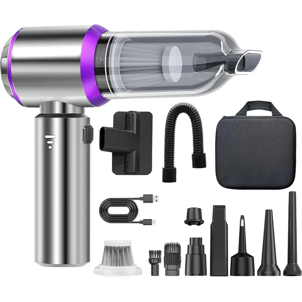 مكنسة كهربائية محمولة باليد، مكنسة كهربائية محمولة للسيارة 22000PA عالية الطاقة 4 في 1 منفاخ هواء منفضة هواء ومنفاخ هواء مع Bru
