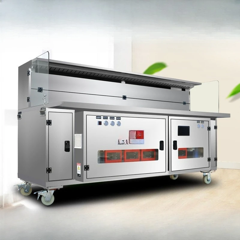 

Hydropower composite barbecue truck, no-cleaning commercial, high-end mobile night market stall,oil fume purifier commercial
