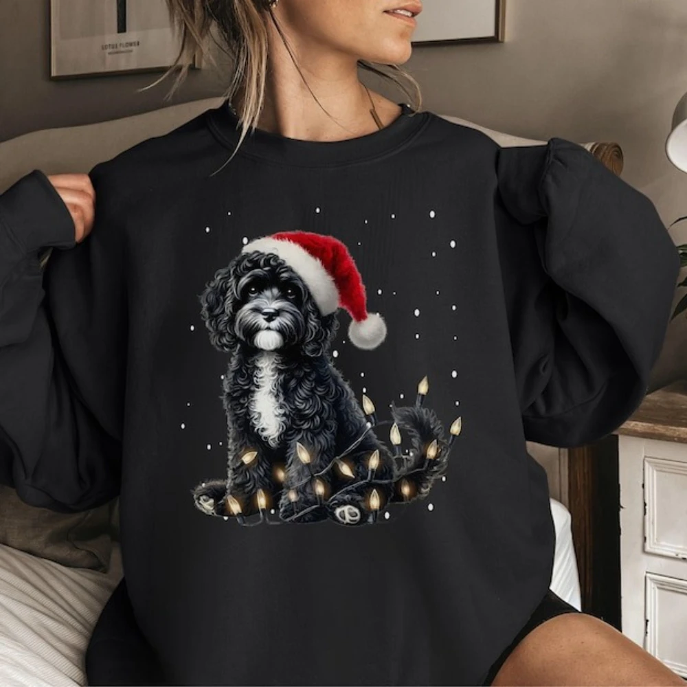 Cavapoo chiot vêtements de noël amoureux des chiens sweat-shirt de noël mignon Cavapoo chien imprimé pull femmes mode décontracté hauts