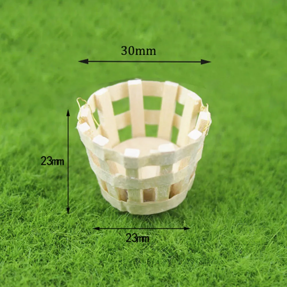 

1/12 Doll House Miniature Round Wooden Basket Simulation Vegetable Basket Model Toys for Mini Decoration Dollhouse Accessories