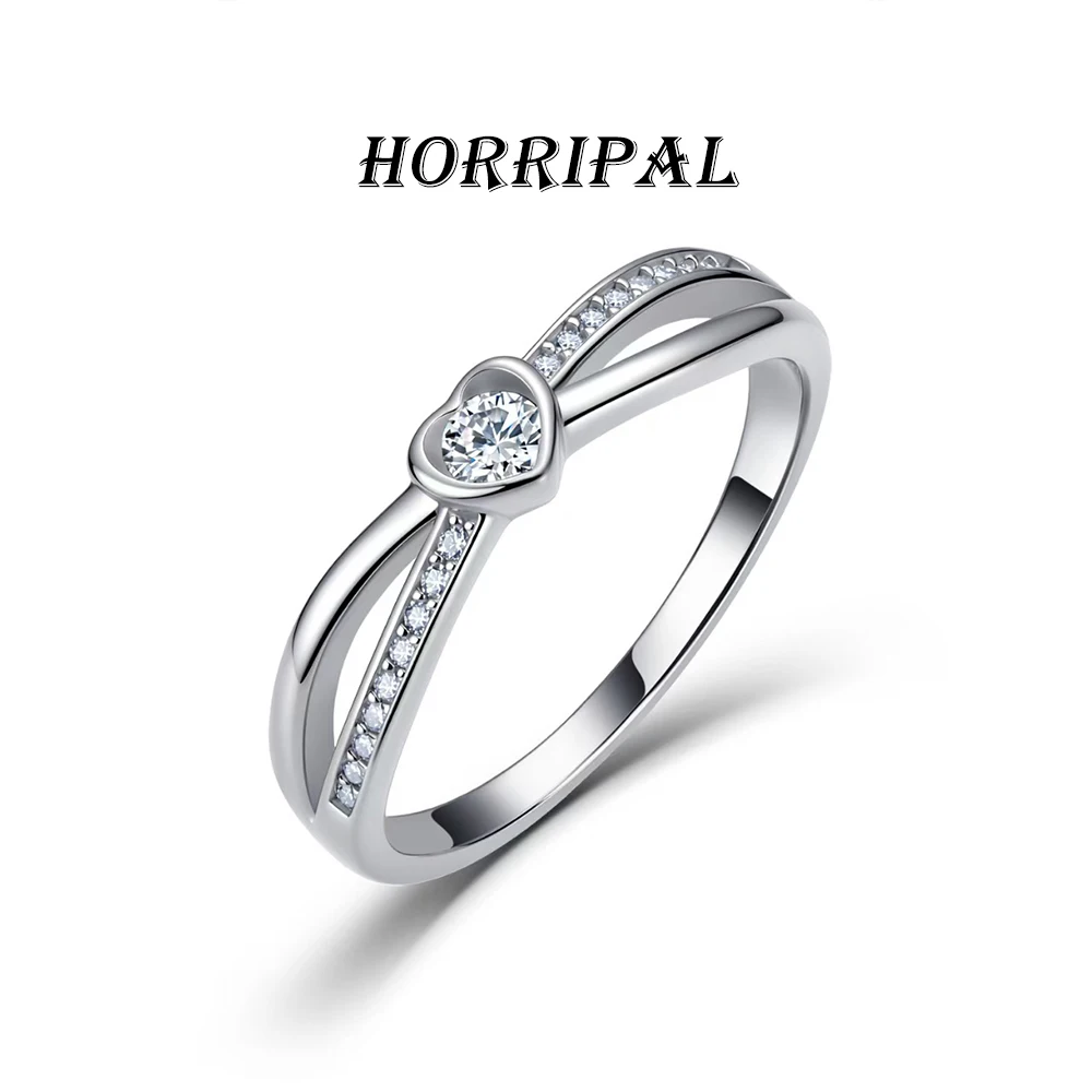 HORRIPAL D Color Moissanite Ring Woman Heart-shaped S925 Unique Design Glamorous Accessory Elegant Engagement Romantic Jewelry