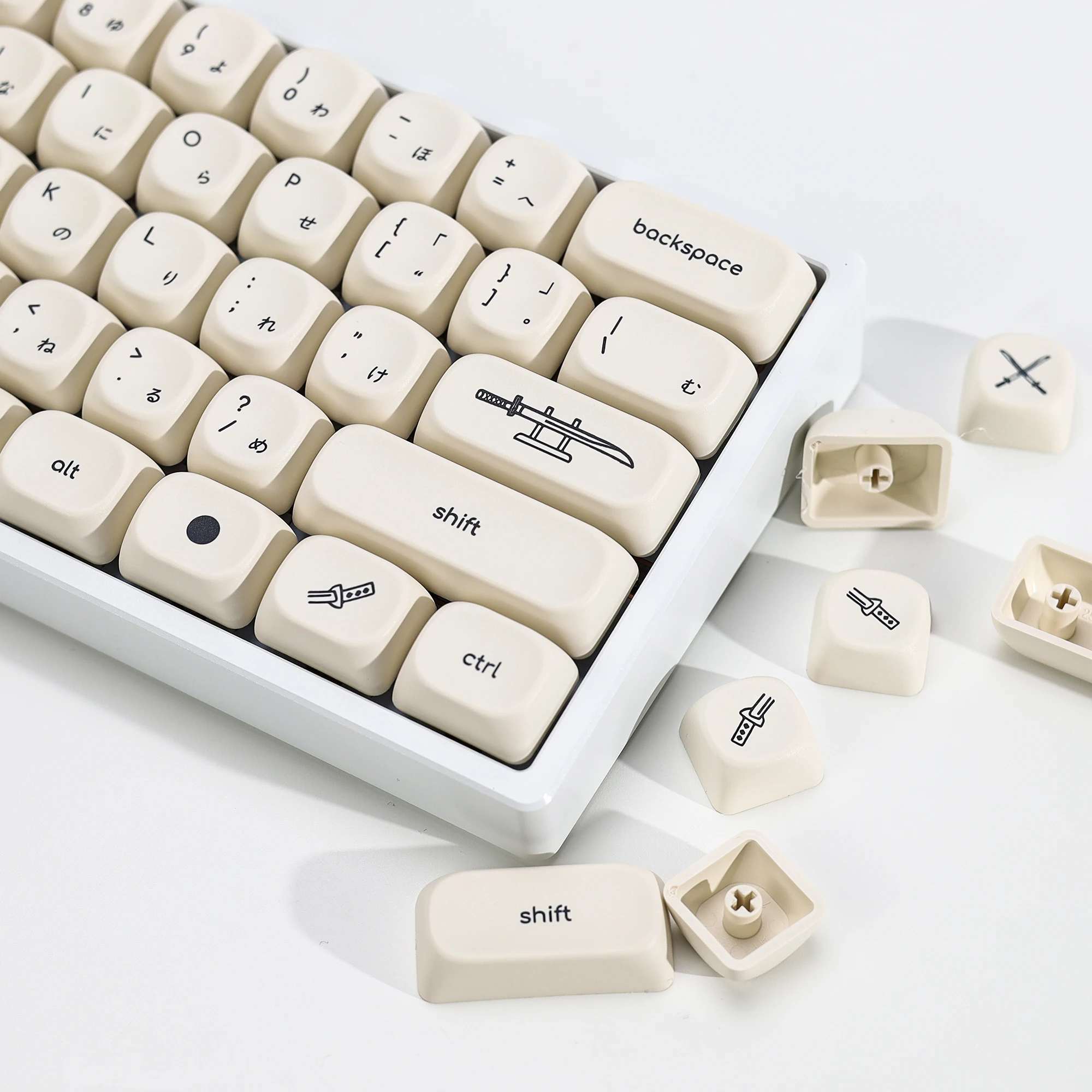 KBDiy White GMK Honor Samurai Keycaps PBT Set KOA MOA Profile Keycap  For Mechanical Keyboard Game Key Caps 60%  75 61 87 108