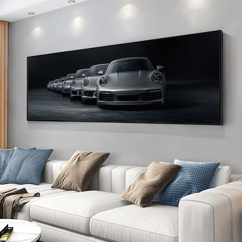 

Unframed Canvas Poster, Modern Art, Silver Gray Sports Car Wall Art, for Bedroom Living Room Corridor, Wall Art Room Decoration