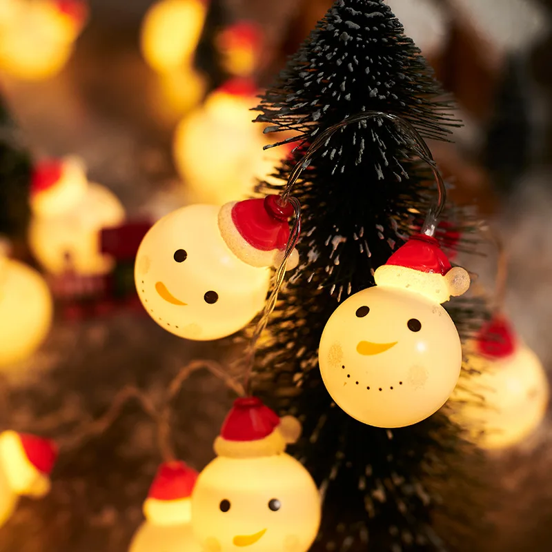 2023 Christmas Decorations Snowman LED Light String Indoor Atmosphere New Year Room Battery Lights Birthday Waterproof 100