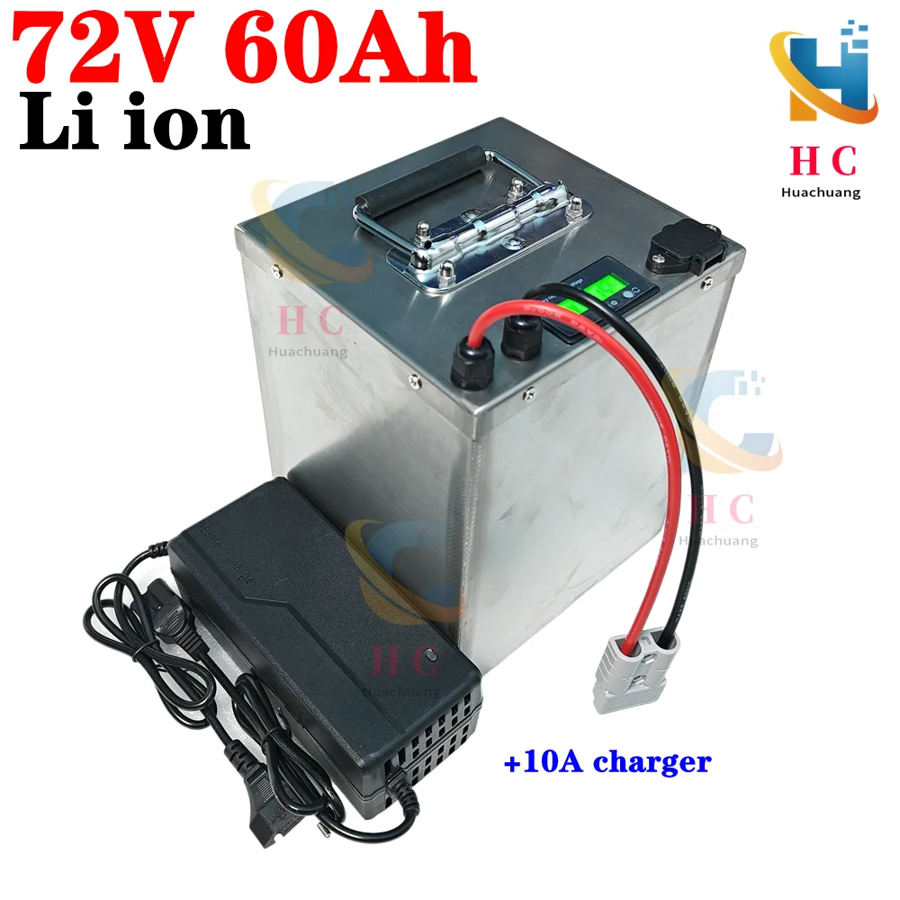 

high capacity 72v 60Ah li-ion no 72v 80ah lithium for 3000w bicycle battery bike tricycle motorhome inverter +10A charger