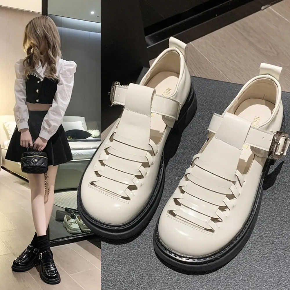 

Лето 2022, новые стильные винтажные женские сандалии из коровьей кожи на толстой подошве, британские блочные римские тапочки, удобные дышащие