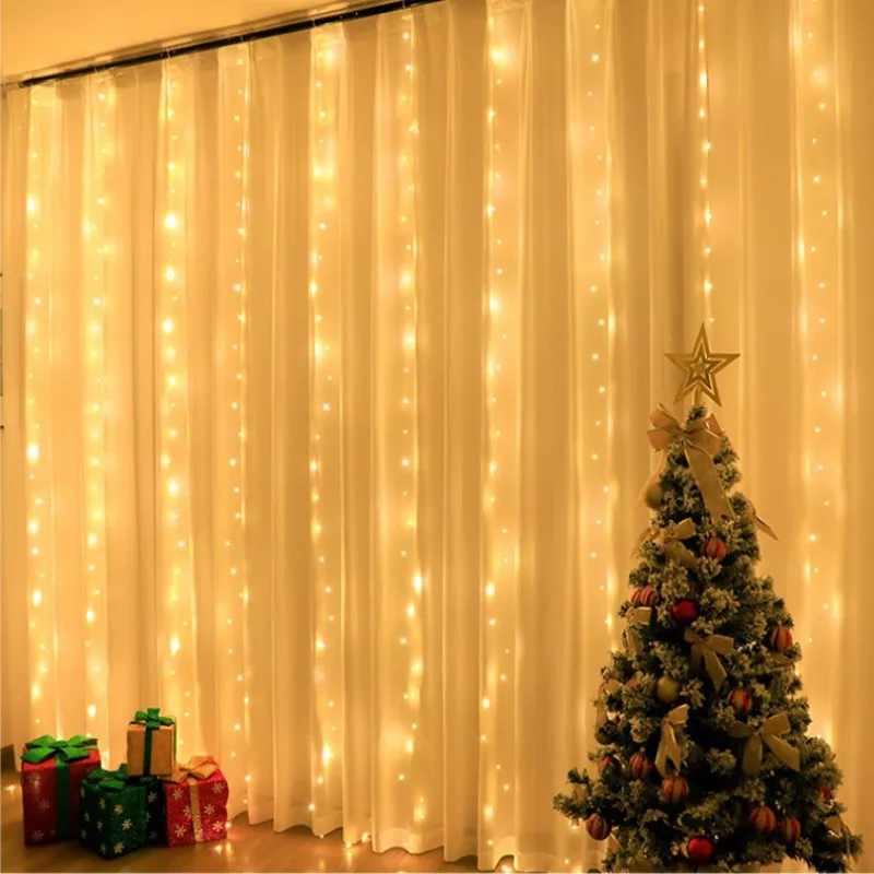 LED Curtain String Lights Garland Christmas Decor 8 Modes USB Remote Control Wedding Holiday Party Fairy Lights for Bedroom Home