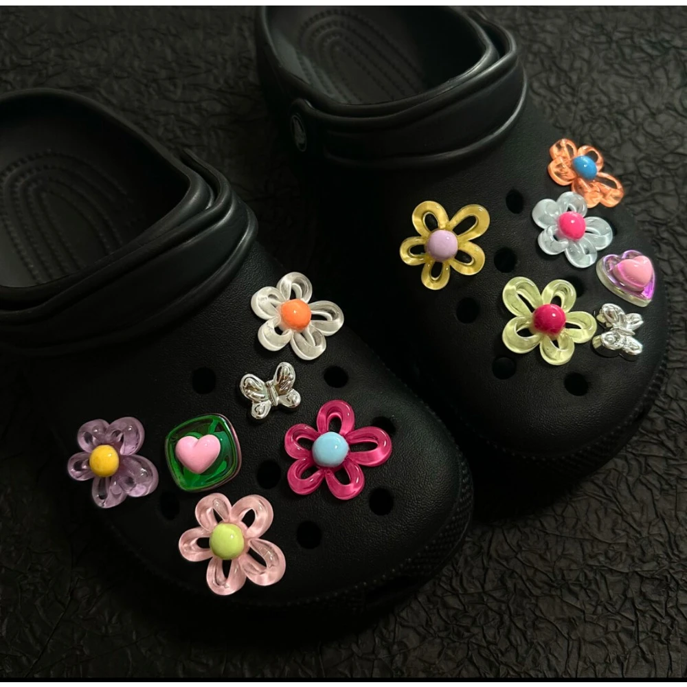 12Pcs Shoes Charms Removable Colorful Flower Shoes Accessories for Girls Summer Shoes DIY Gift image 3