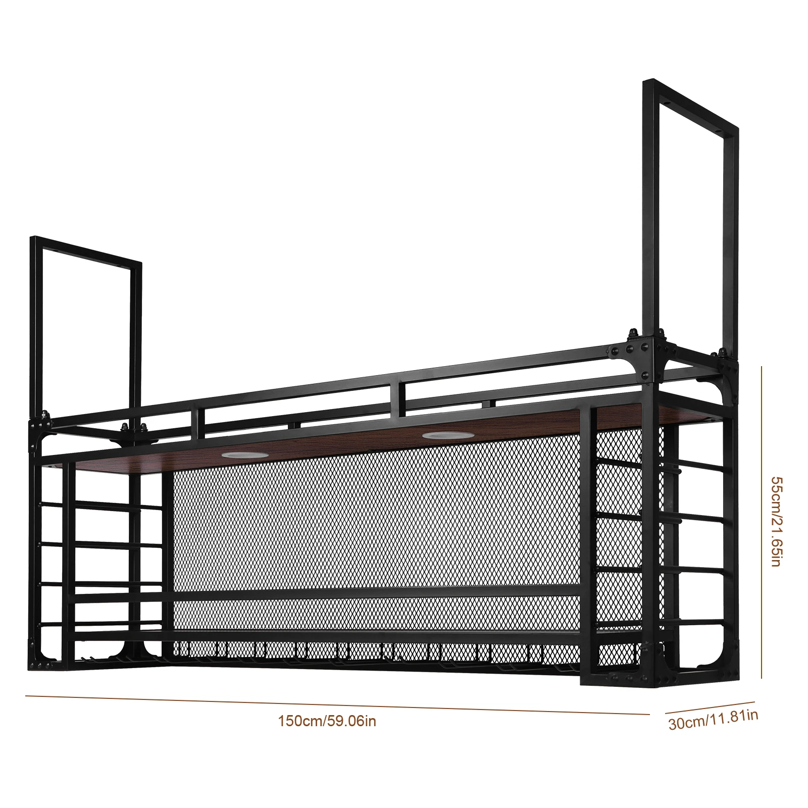 Wall Mounted 2 -Tiers Wine Bottle Display Shelf 59.06x21.65x11.81inch Large Wine Bottles Display Shelf for Bar Restaurant Indoor