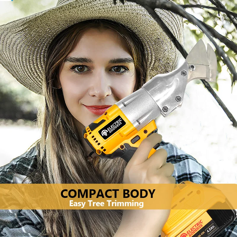 180W Cordless Yellow Electric Scissors 180N Electric Iron Shears Chrome Vanadium Steel Pruning Shears For Dewalt 20V Battery
