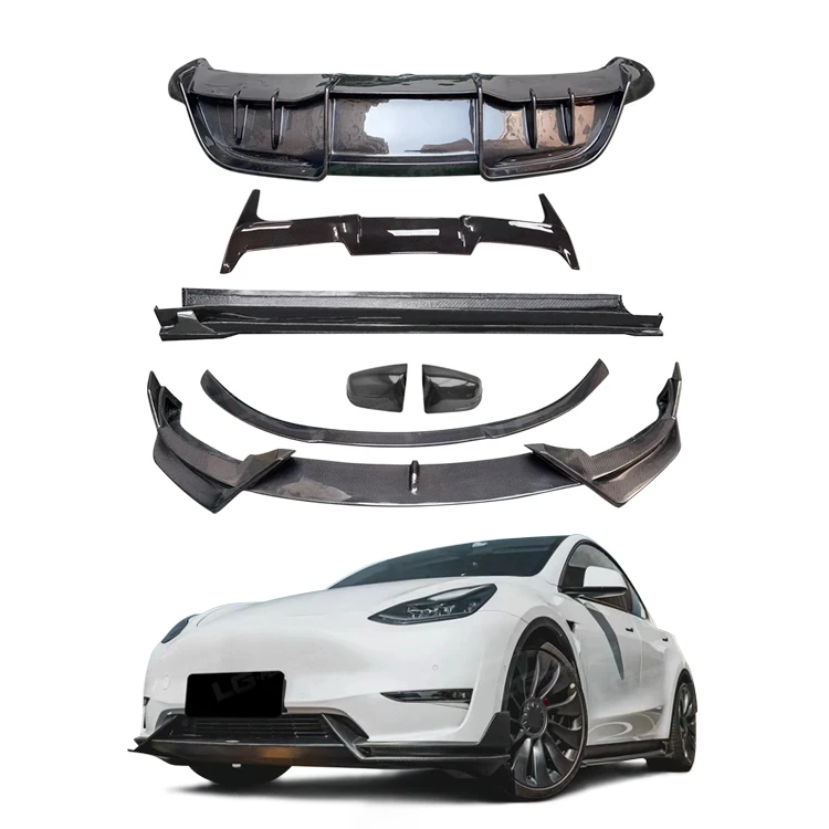 Dream Garage Style Carbon Kits With Spoiler For  Model Y Dry Carbon Kit Front Lip Rear Diffuser Side Skirts Accessories