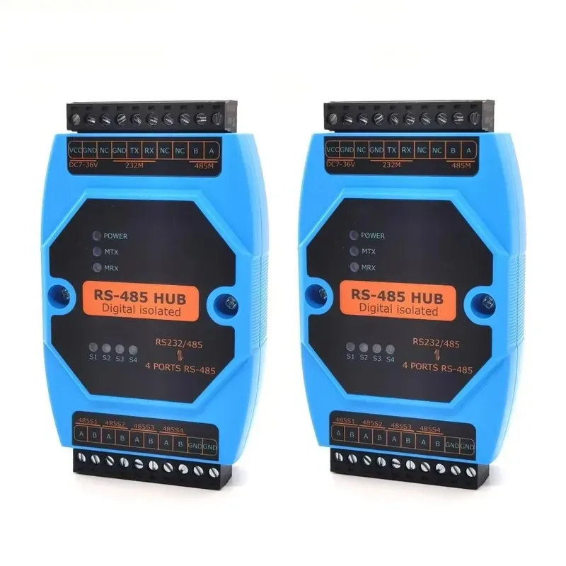 RS485/RS232 to 4-channel RS485 Converter Industrial Hub Relay Extend Communication Distance