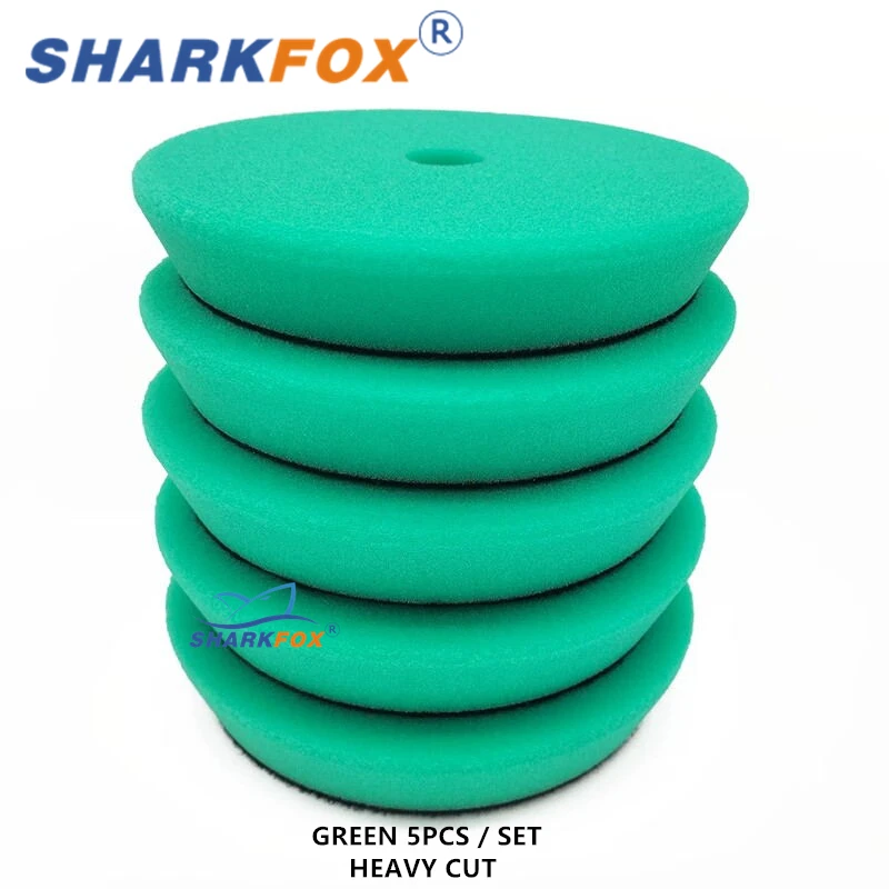 Sharkfox 5 "/6" 125mm/150mm Auto Polijsten Duitsland Spons Buffing Polijstmachine Pads Gladde Buffer Pad Verwijdert Kras Voor Polijsten