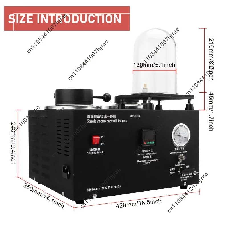 2L Lost Wax Vacuum Casting Machine Metal Melting Furnace Gold Silver Precious Metal Smelter Jewelry Workshop Equipment