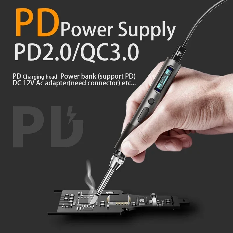 FMchip FM01 T65 Electric Soldering Iron PD 65W Adjustable Constant Temperature Compatible with HS-01 T65 FM65 Tip Repair Tools