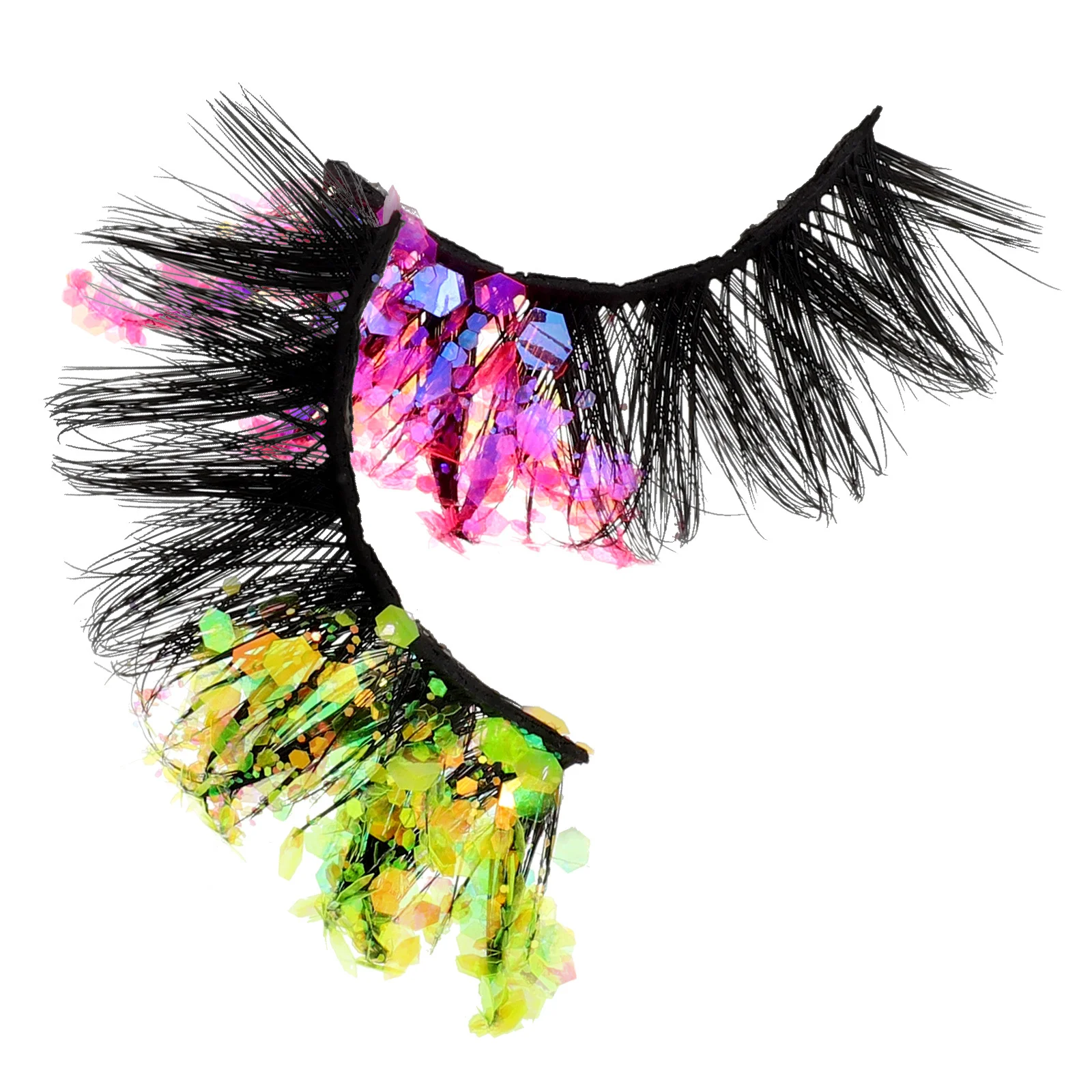 

1Pair Colorful Glitter False Eyelashes Fluorescent Glow Changing Party Sparkling Fake Lashes for Eye Makeup Fake Eyelash