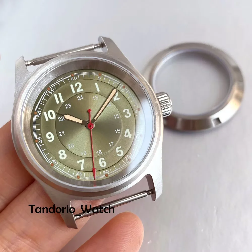 Tandorio 39MM Pilot Style Mod Diver Watch Case Dial For NH35 ETA 2824 Miyota 8215 Sapphire Glass Automatic Watch Accessories