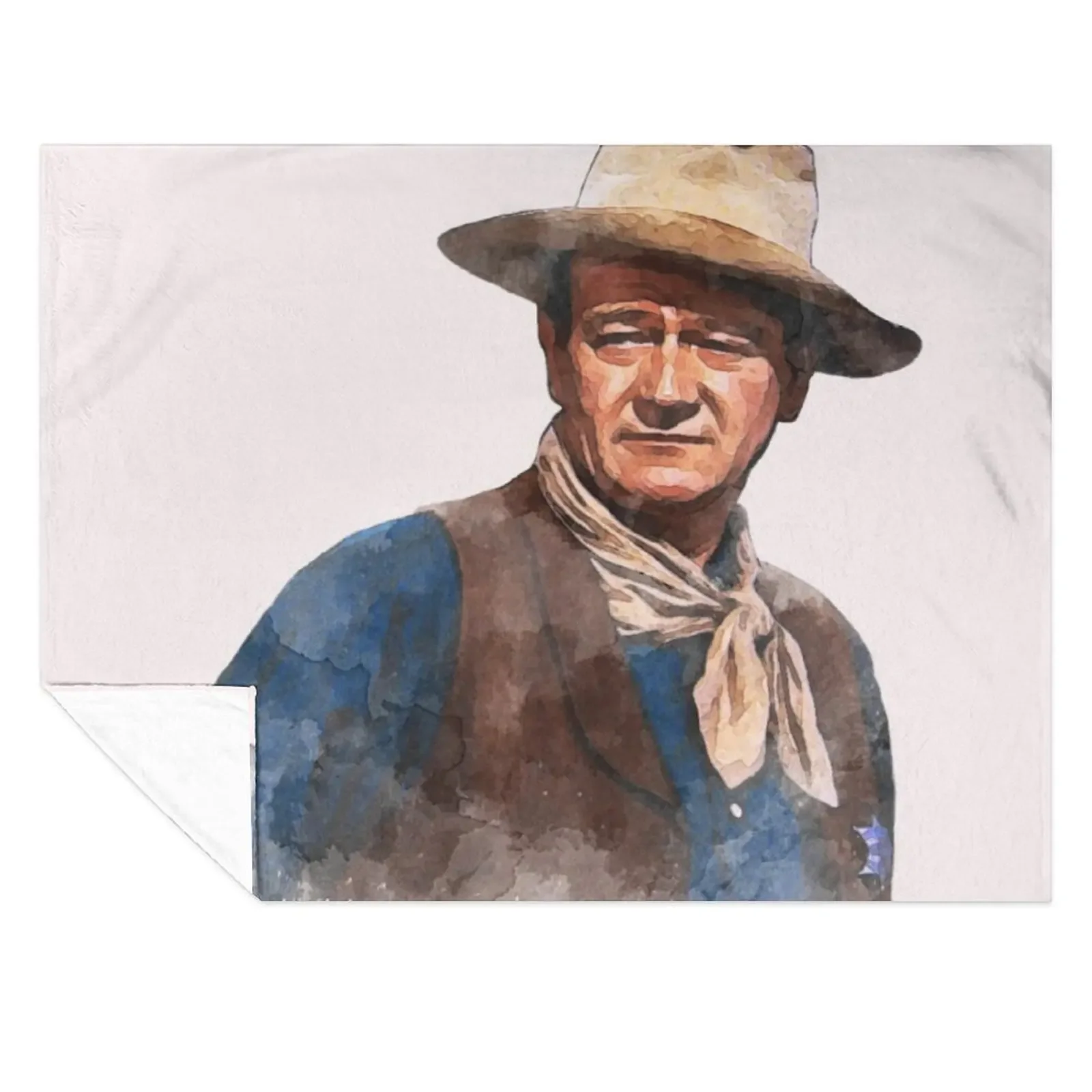 

John Wayne The Duke - Watercolor Throw Blanket Bed blankets ands Giant Sofa Hairy Blankets