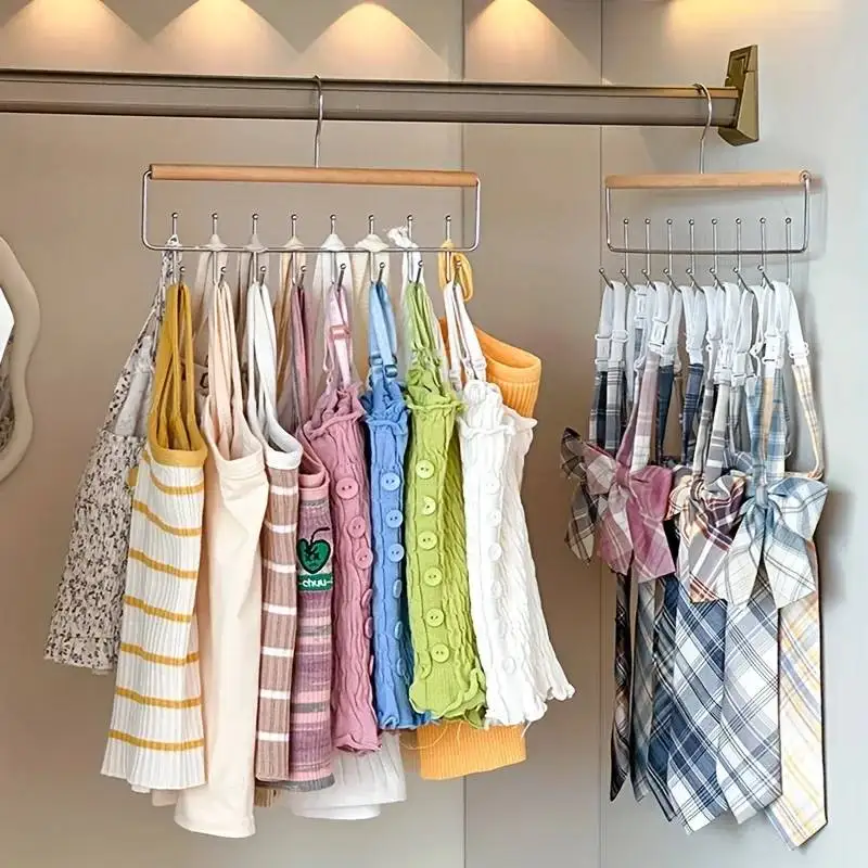 New 1pc Versatile Wooden Hat Organizer Rack With Hooks Caps Belts Ties Storage Space-Saving Home Retail Display Clothes Storage view 6