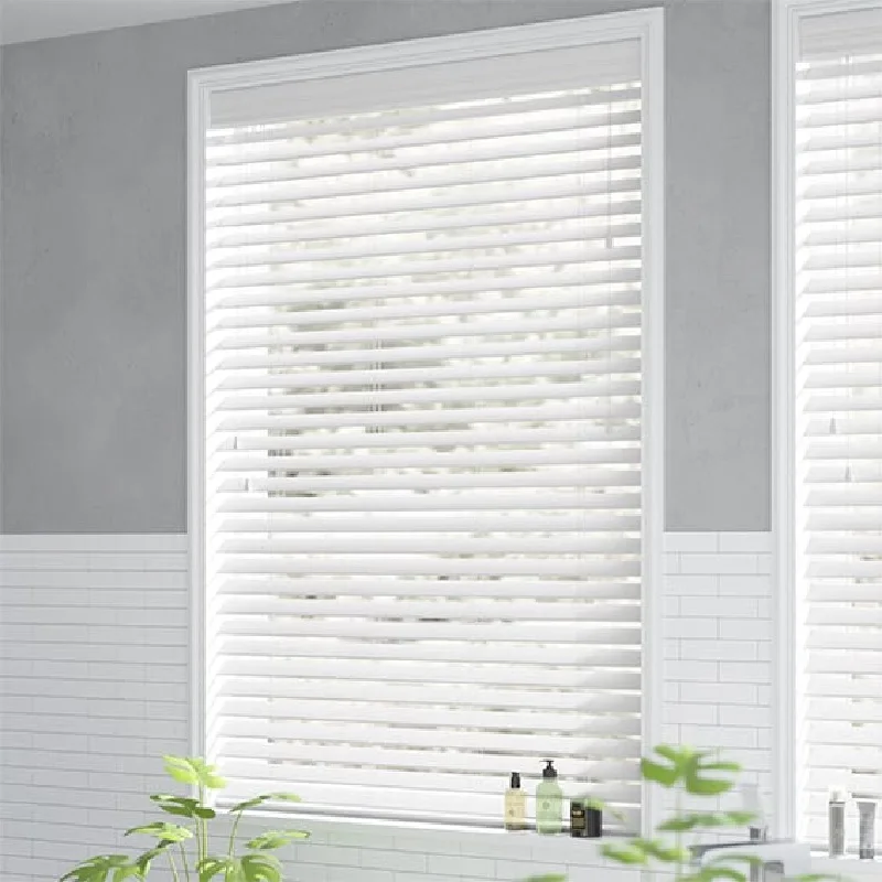 Fauxwood Blinds PVC Shades Venetian Curtain US Faux Wood Thicker Slat 2inch Customize Size