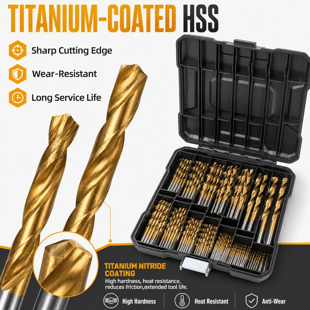 99Pcs Set Twist Drill Bit Bearing Steel Wear Proof Drill Bits with Box For Wood Soft Metal Household Woodworking Drilling Tool