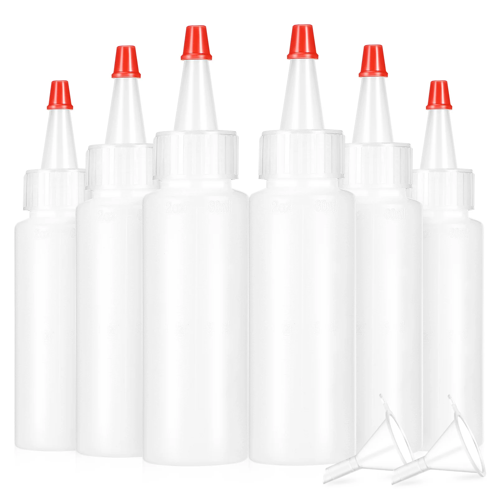 20Pcs Plastic Condiment Squeeze Bottles with Graduated Scale Transparent Sauce Bottles Nozzle Caps for Kitchen Baking Olive Oil