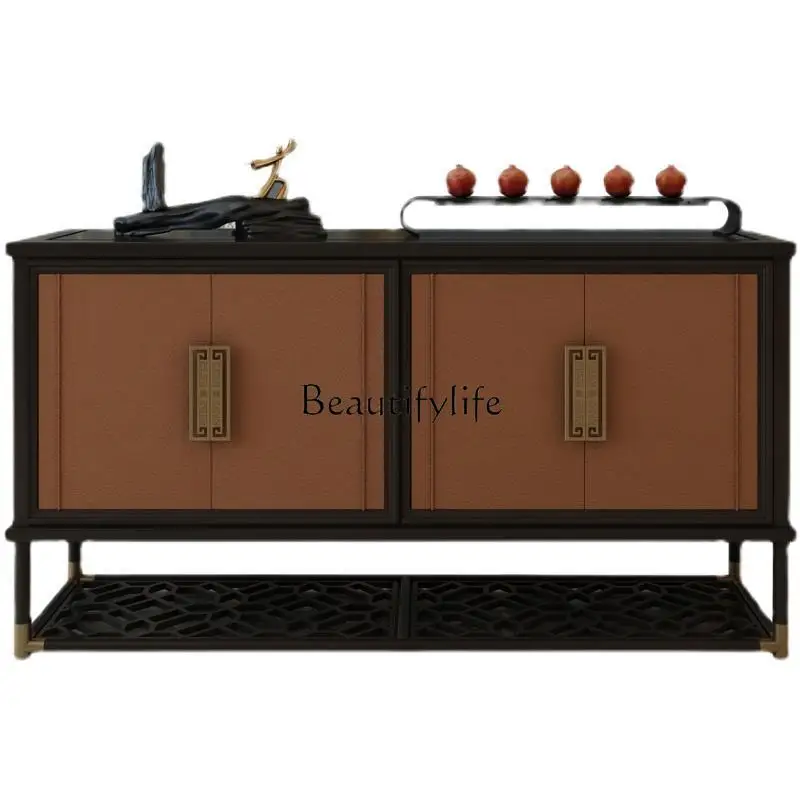 New Chinese Style Solid Wood Sideboard Modern Minimalist Zen Living Room Dining Room Storage Side Cabinet Shoe Cabinet