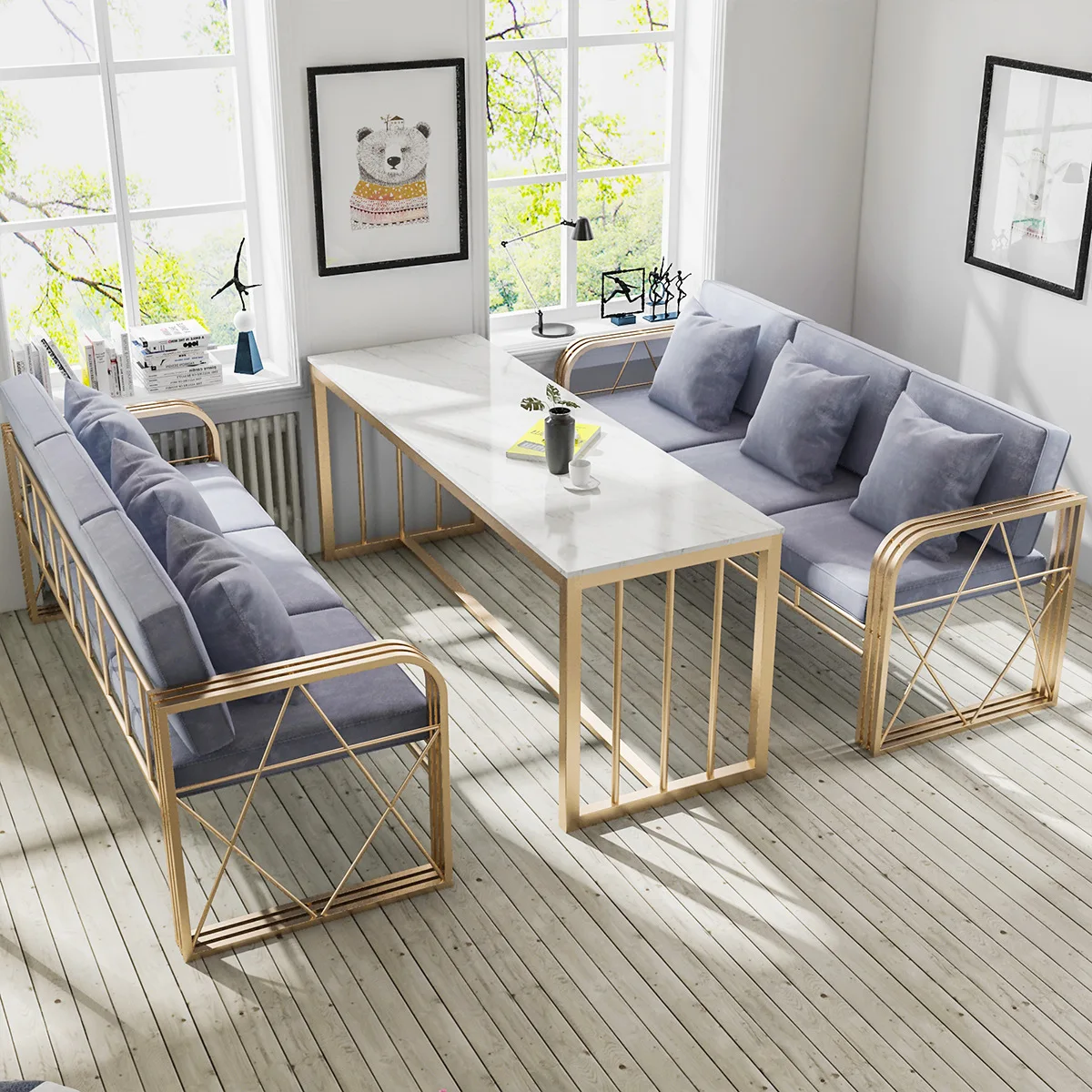 Restaurant booth conference hall reception milk tea shop dining table and chairs