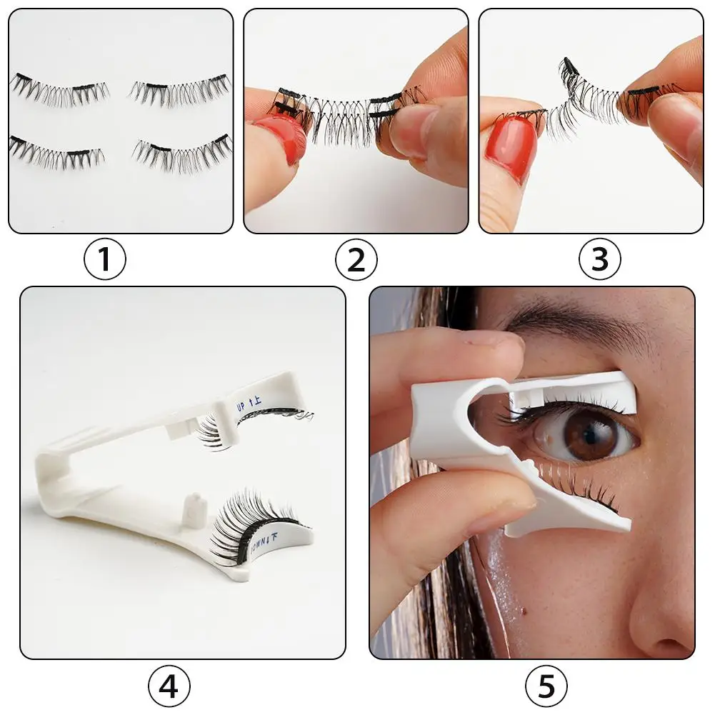 1set 4 Pairs Of 3D Magnetic False Eyelashes Can Be Reused. Cosmetic Natural Extension Tools Magnetic Eyelash Eyelash Belt 5