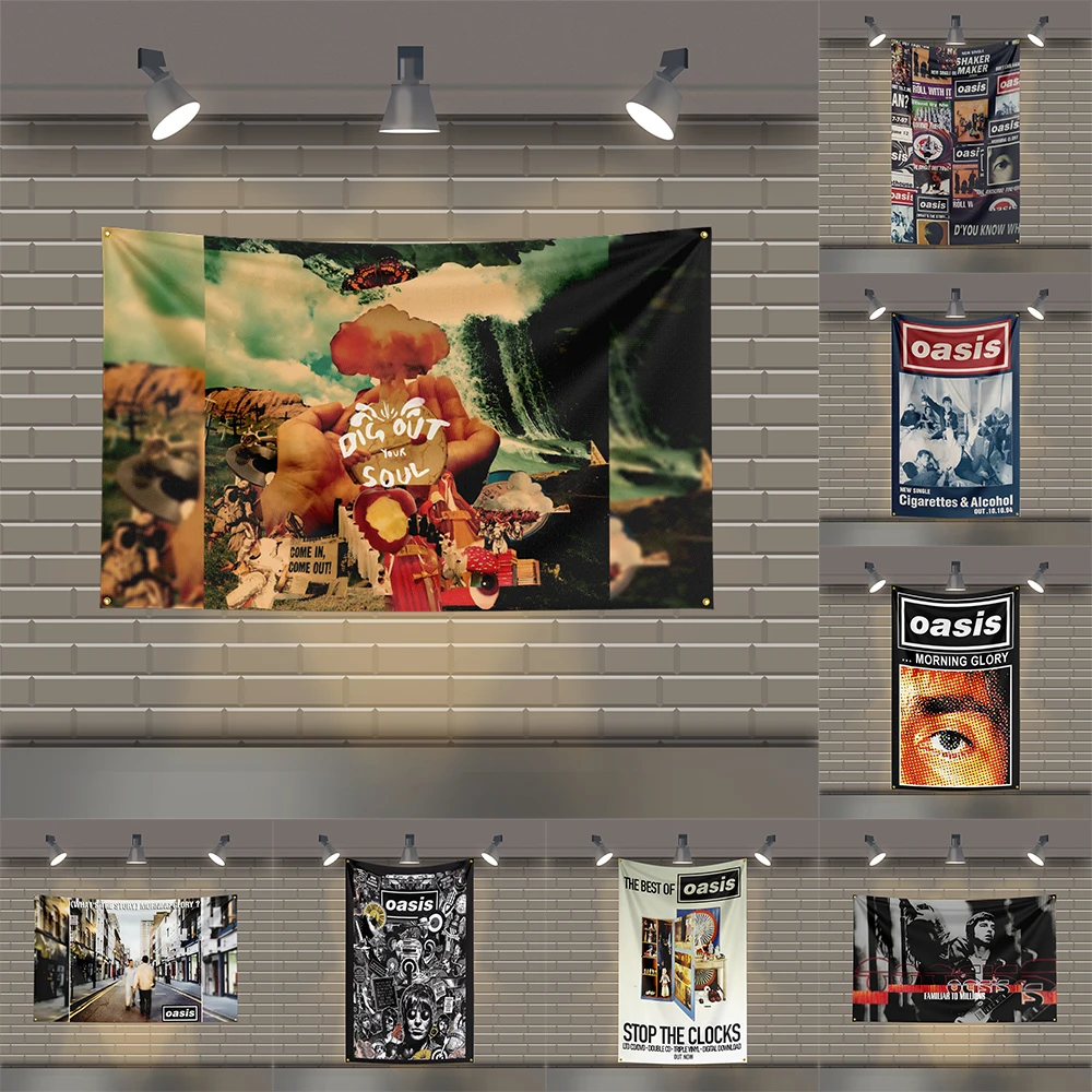 

3x5 Ft O-oasissS Heavy Metal Band Flag Rock Music Wall Banner for Bedroom Studio Bar Concert Outdoor Decor