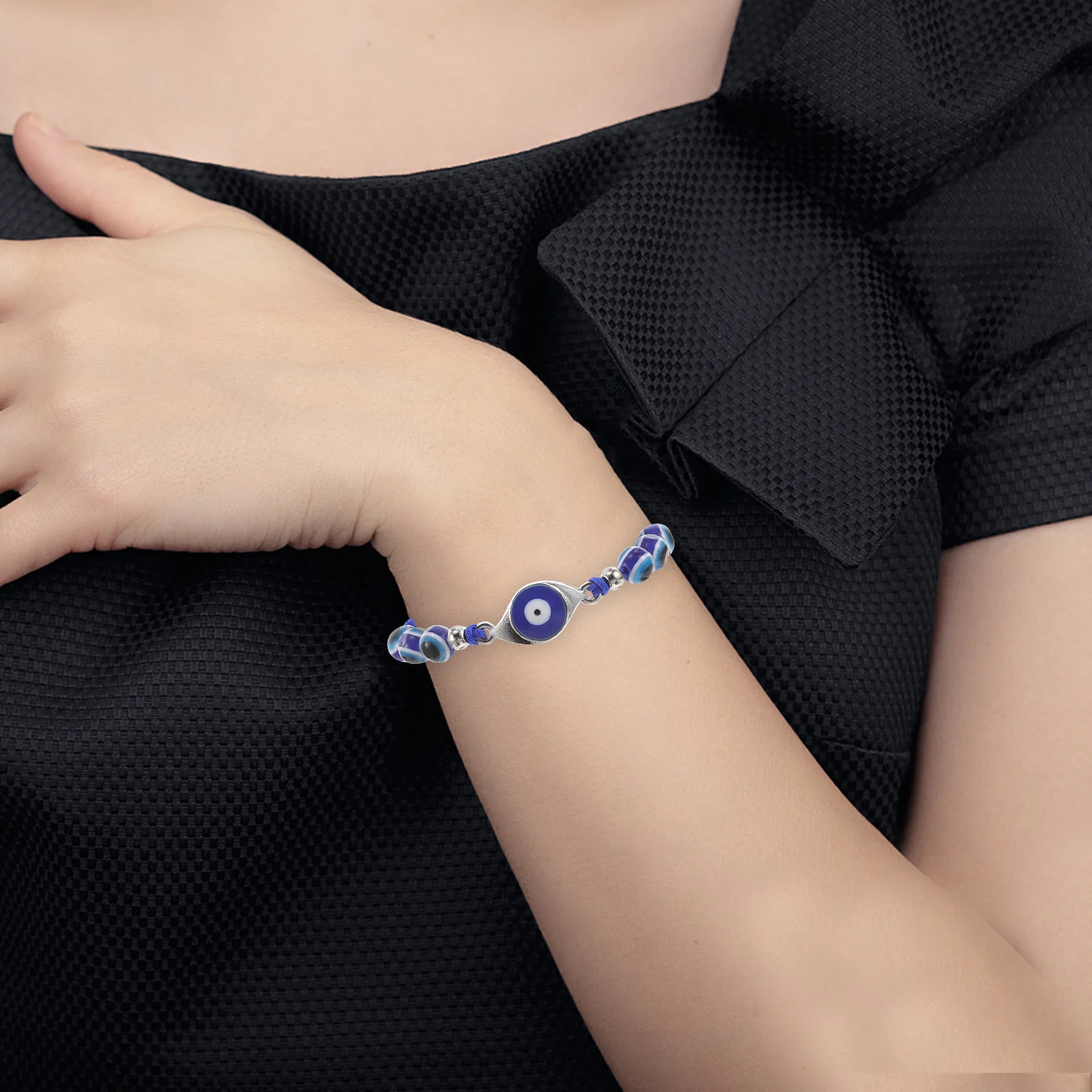 

6pcs Evil Eye Beaded Bracelet Adjustable Rope Turkish Good Luck Jewelry For Women Party Prayer Gift Sphere Charm Bead String