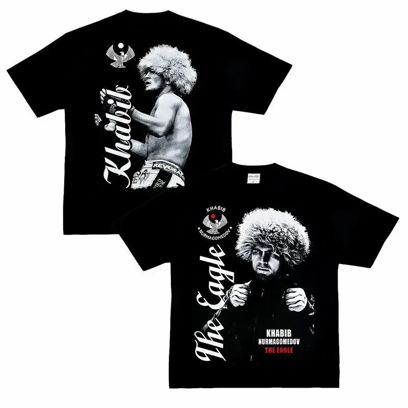 UFC Kitty Khabib Habib New American Trend Street Fighting Boxing Bedrucktes, kurzärmliges, übergroßes Sommer-T-Shirt aus Baumwolle mit Rundhalsausschnitt