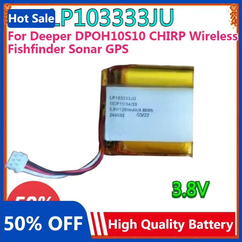 New High Quality Replaceable 1280mAh Battery 103333 LP103333JU for Deeper DPOH10S10 CHIRP Wireless Fishfinder Sonar GPS