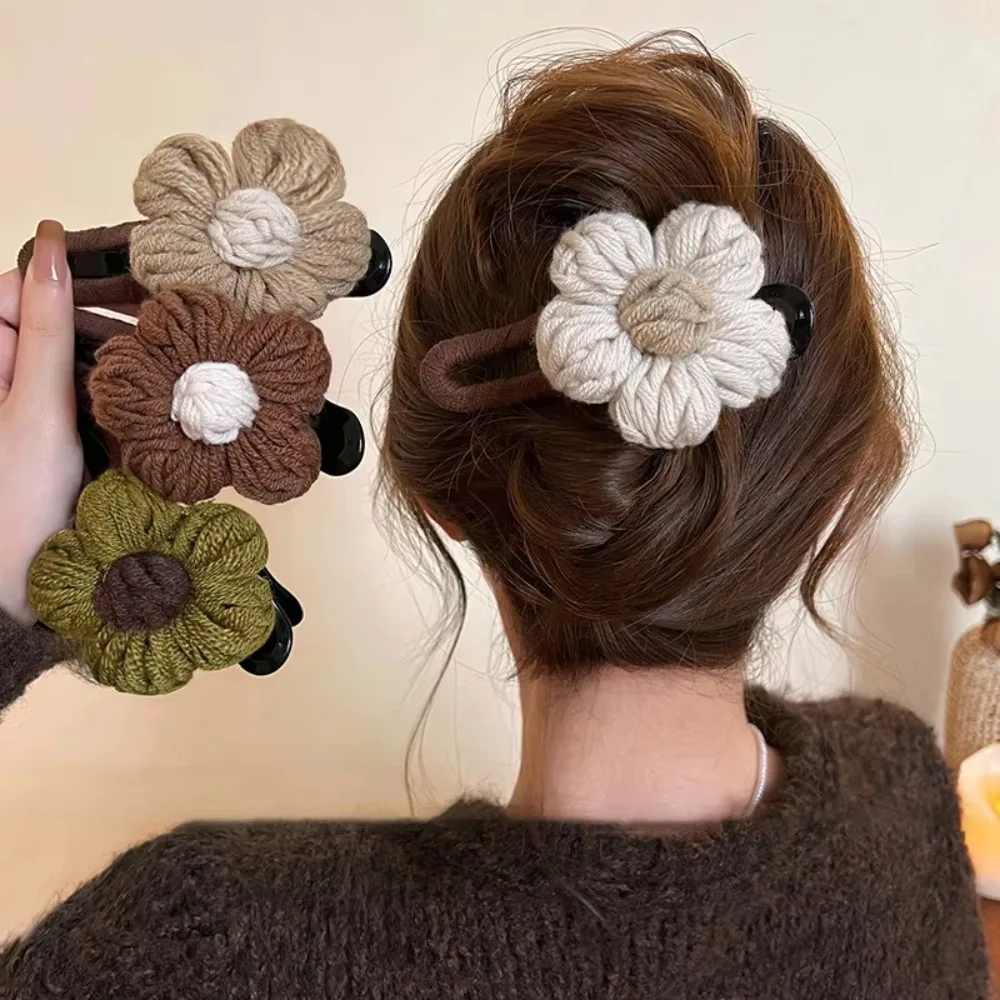 

New Plush Hair Clips Flower Vintage Duckbill Hair Clip Hair Accessories Large Back Brain Hairpin