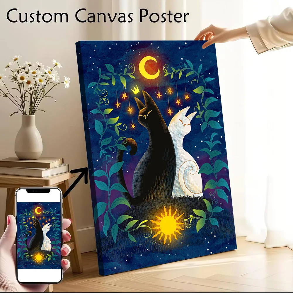 Cosmic Cats Canvas Wall Art Poster Custom Wall Paintings Personalized Photo Printing for Home and Decoration Bathroom Decor Room