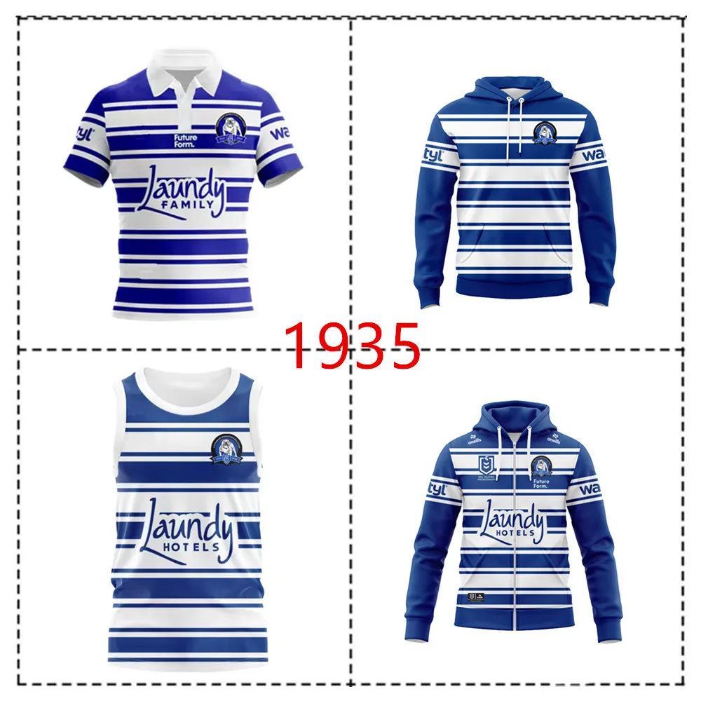 1935 Bulldogs CommemoratIve Singlet Rugby Jersey - Women's / Men's Size:S-5XL（Print Custom Name Number）