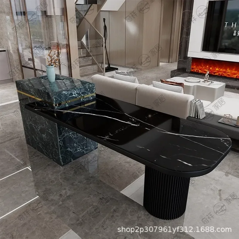 Modern Simple Retractable Island Table Integrated Kitchen Storage Cabinet for Small Apartments Multi Function Guide Table