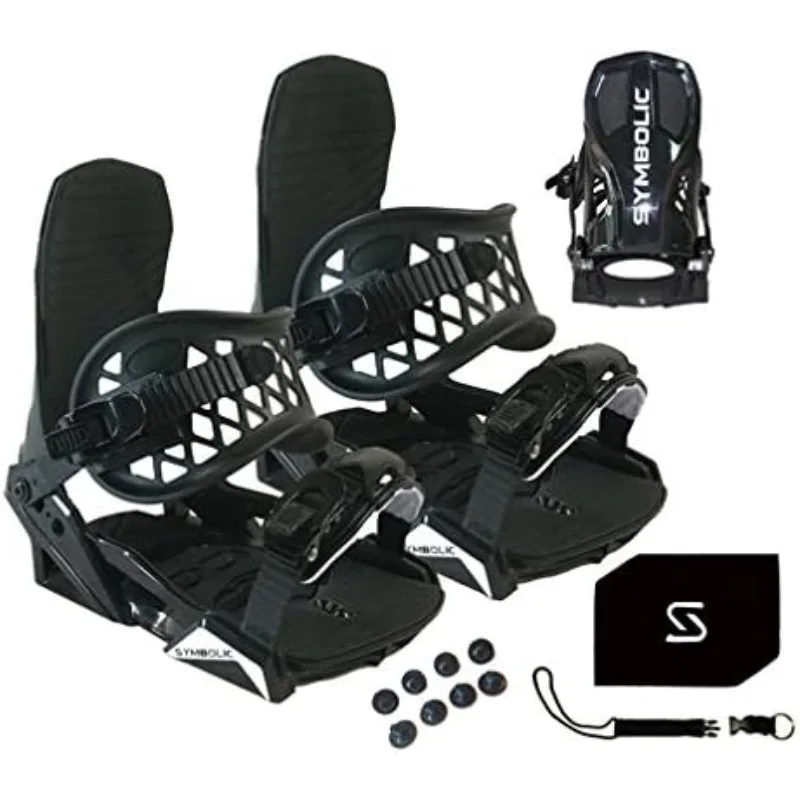 Raccoglitori e guinzaglio per snowboard neri con flusso personalizzato simbolico di grandi dimensioni-XL