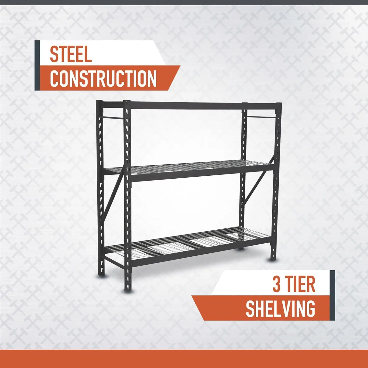 Industrial Shelving Rack, 3 Storage Shelves Steel Construction 3-Tier Rack with 2000-Lb Load Capacity Per Shelf,