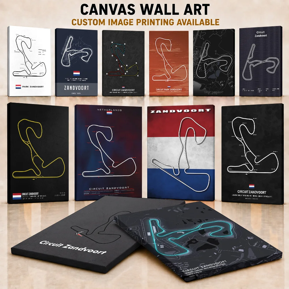 Circuit Zandvoort Canvas Poster Personalized Photo Dynamic Route Graphic Design Wall Art For Driver Studio Motorsport Fan Gift
