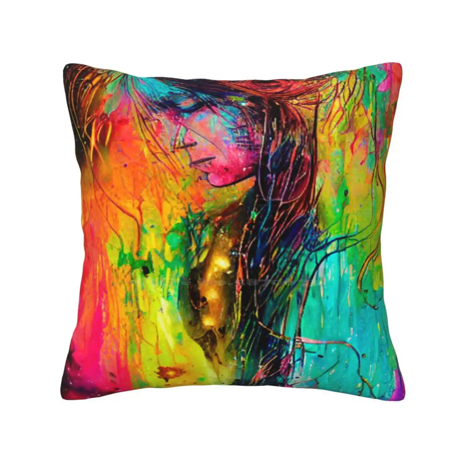 Willpower-Colorful Edgy Art 05 Pillows Case Bedroom Home Decoration Colorful Abstract Psychedelic Trippy Lsd Surrealism