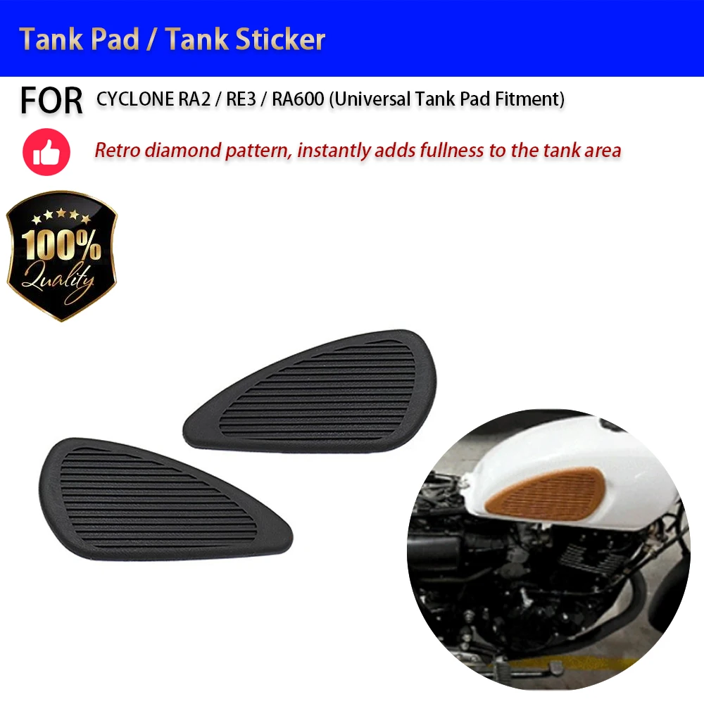 For CYCLONE RA2 RE3 RA600 Retro Tank Pad Anti-Slip Rubber Diamond Pattern Sticker Accesorios Moto Accessori Moto