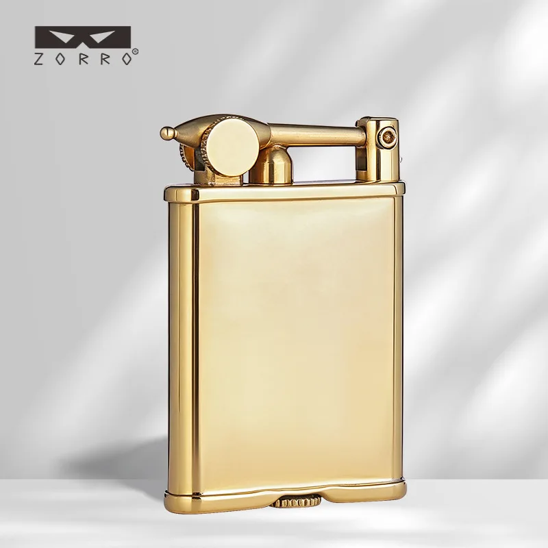 ZORRO Z510 Raw Copper Light Board Lighter, Windproof Brass High-end Grinding Wheel Open Flame Men's Gift