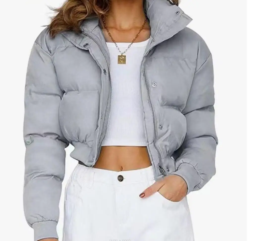 2024 Women\'s Autumn Winter Short Jacket New Fashion Cotton Bomber Jacket Female Padded Clothes Casual Warm Zipper Coat Outwear