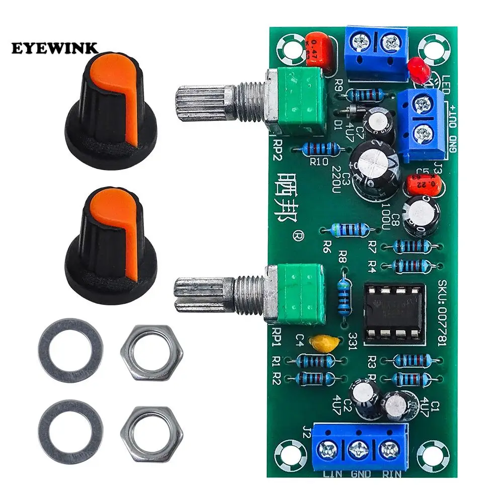 High-precision Single supply low pass filter board subwoofer preamp board 2.1 channel DC 10-24v 22hz-300hz