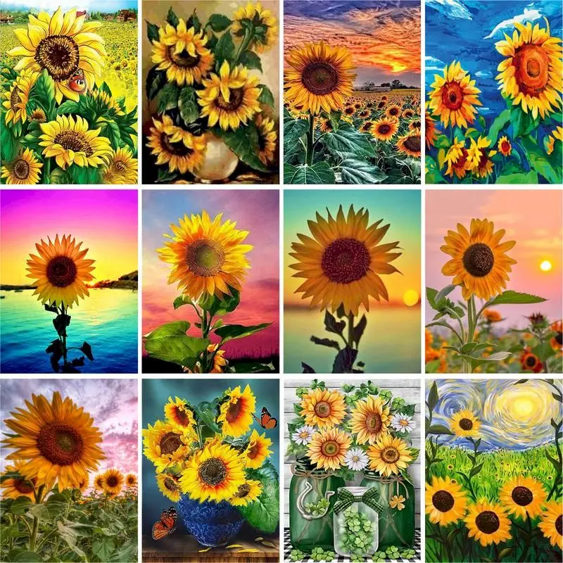 

GATYZTORY DIY Frame Painting By Number Kits Summer Sunflower Picture By Numbers Kits 60x75cm DIY Craft Acrylic Paint Home Deco