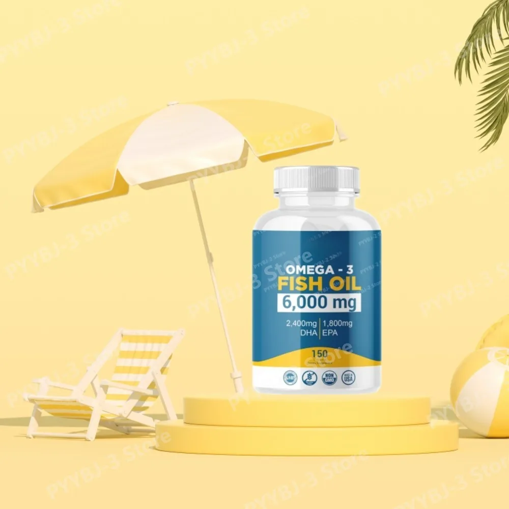 

150 капсул рыбьего жира с высокой усвояемостью, 2400 мг DHA, 1800 мг EPA и 6000 мг Омега-3 для поддержки здоровья органов и иммунитета организма